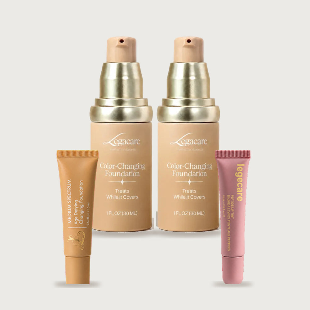2x Legacare Foundation, Mini Changing Foundation and Peptide Lip Gloss